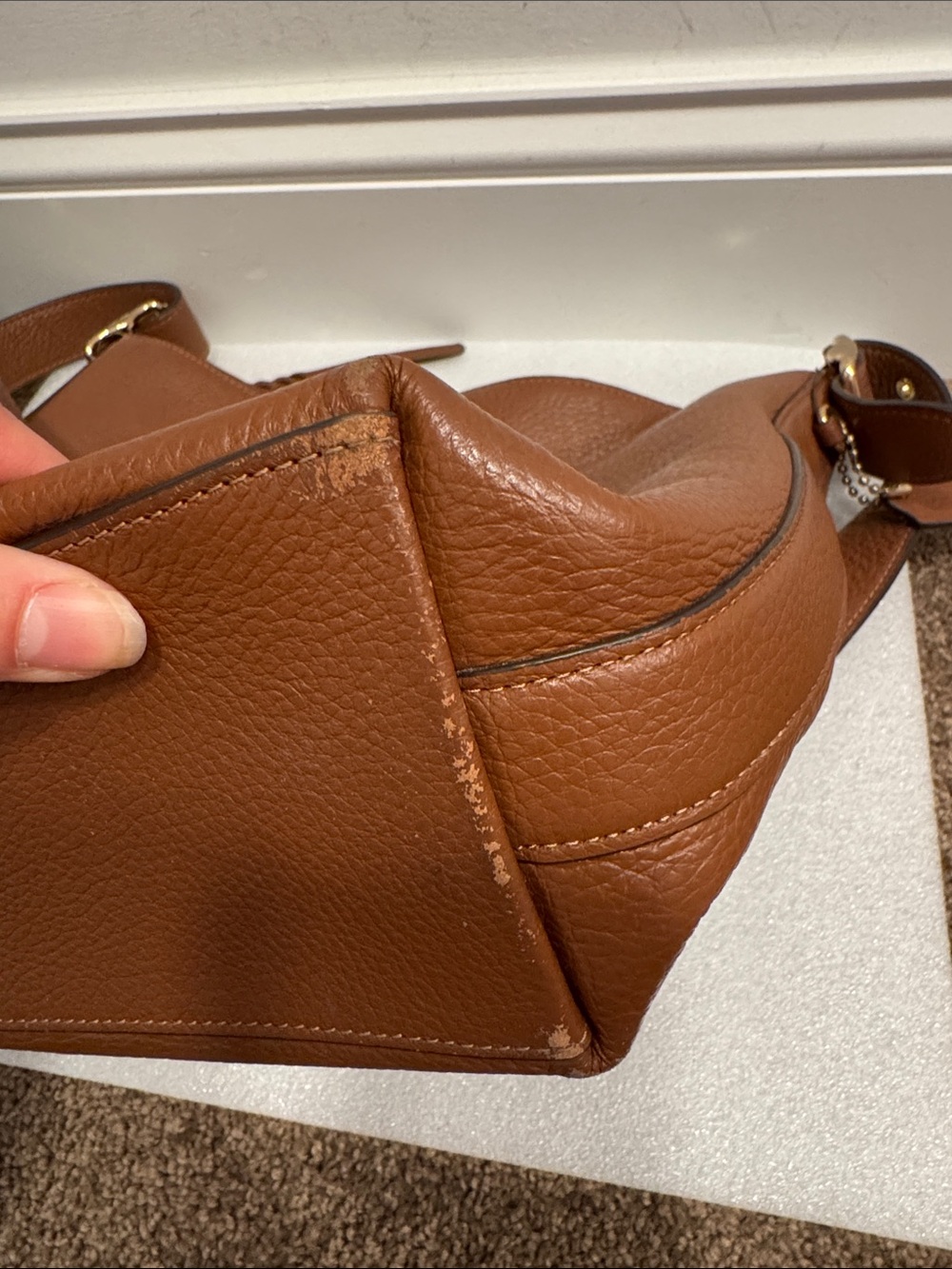 Coach Val Duffle brown pebbled leather shoulder bag purse with hangtag - Picture 6 of 10